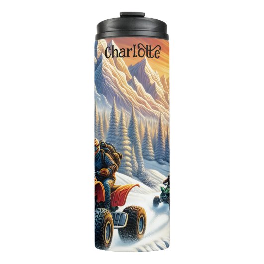 Winter ATV: Snowy Mountain Sunset Ride Thermosbeker (Voorkant)