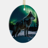 Winter Aurora & Hout Wolf Wildlife Design Keramisch Ornament (Rechts)