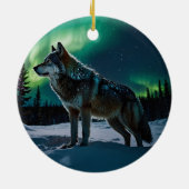 Winter Aurora & Hout Wolf Wildlife Design Keramisch Ornament (Achterkant)