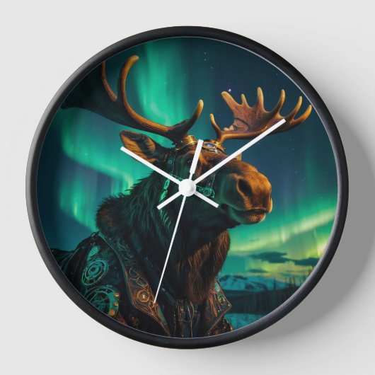 Winter Aurora & Steampunk Moose Wildlife Art (Voorkant)
