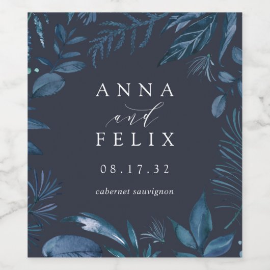 Winter Azure | Aangepaste bruiloft Wijn Etiket (Enkel label)