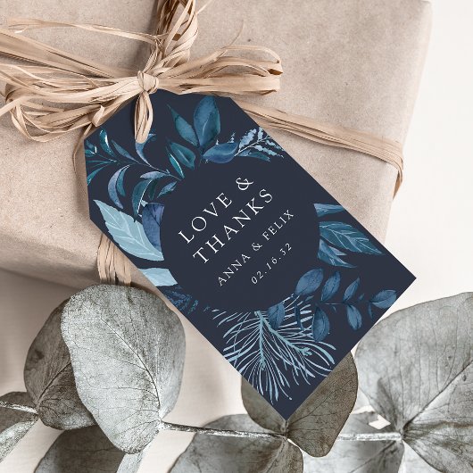 Winter Azure | Blauwe botanische bruiloft Cadeaulabel