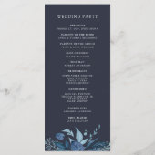 Winter Azure | Blauwe botanische bruiloft Programmakaart (Achterkant)