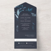 Winter Azure Blue Botanical Arch Wedding All In One Uitnodiging (Binnen)