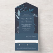 Winter Azure Blue Botanical Arch Wedding All In One Uitnodiging (Binnen)