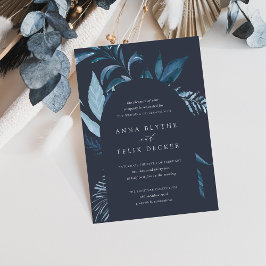 Winter Azure Blue Botanical Arch Wedding Kaart
