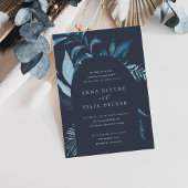 Winter Azure Blue Botanical Arch Wedding Kaart