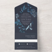 Winter Azure Blue Botanical Lijst Wedding All In One Uitnodiging (Binnen)