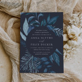 Winter Azure Blue Botanical Wedding Kaart