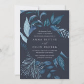Winter Azure Blue Botanical Wedding Kaart (Voorkant)
