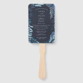 Winter Azure Blue Botanical Wedding Programme Handwaaier (Voorkant)