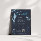 Winter Azure Botanical QR Code Wedding Details Informatiekaartje