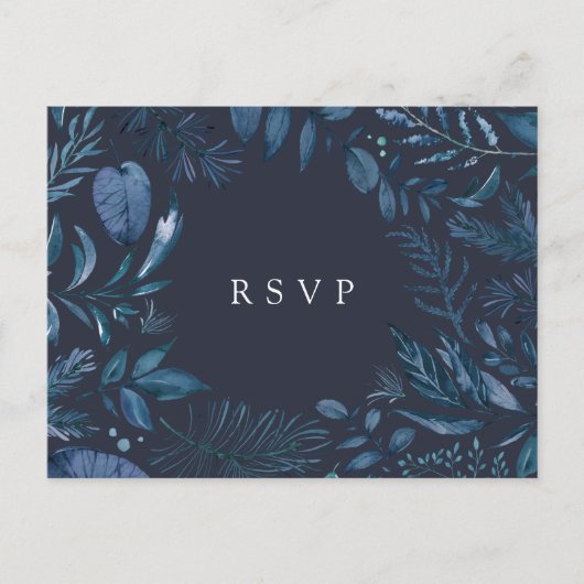 Winter Azure | Botanische keuzeweddenschap met maa Uitnodiging Briefkaart (Voorkant)