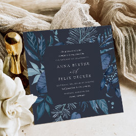Winter Azure | Botanische Lijst met blauw vierkant Kaart
