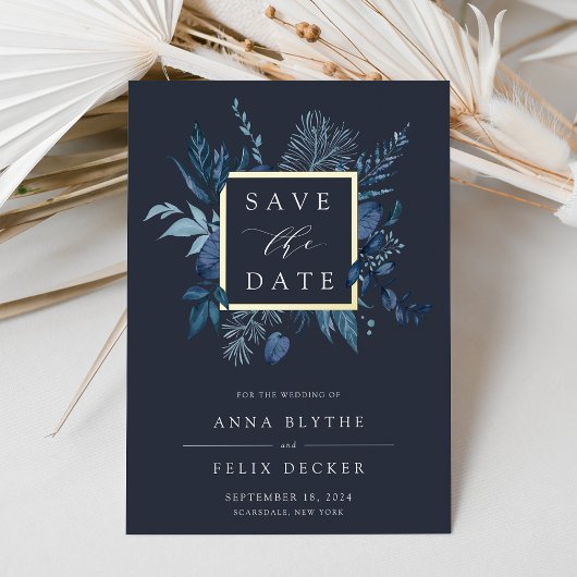 Winter Azure Folie Save the Date Card Folie Uitnodiging