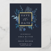 Winter Azure Folie Save the Date Card Folie Uitnodiging (Voorkant)