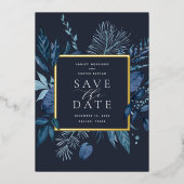 Winter Azure Folie Save the Date Card Uitnodiging (Voorkant)