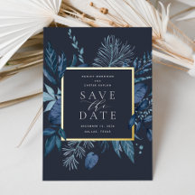 Winter Azure Folie Save the Date Card