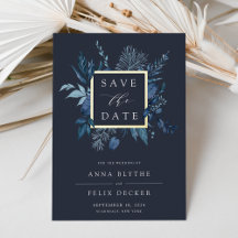 Winter Azure Folie Save the Date Card
