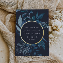 Winter Azure Folie Save the Date Card Uitnodiging