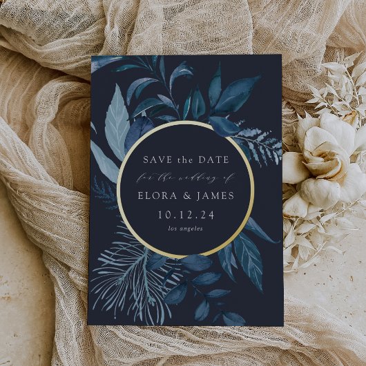 Winter Azure Folie Save the Date Card Uitnodiging