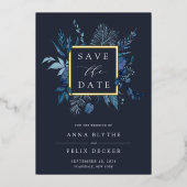 Winter Azure Folie Save the Date Card Uitnodiging (Voorkant)