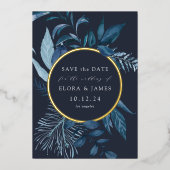 Winter Azure Folie Save the Date Kaart (Voorkant)