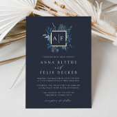 Winter Azure Monogram Wedding Folie Uitnodiging