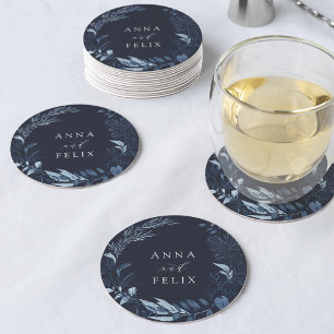 Winter Azure Personalized Wedding Ronde Kartonnen Onderzetter