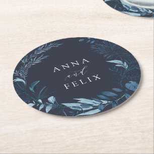 Winter Azure Personalized Wedding Ronde Kartonnen Onderzetter