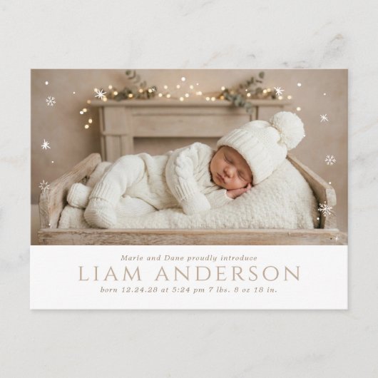 Winter Baby Aankondigingskaart (Voorkant)