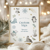 Winter Baby Animals Baby shower aangepaste tekst t Poster