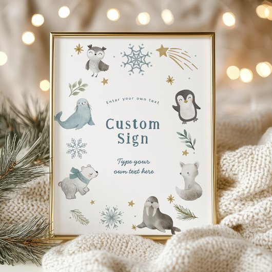 Winter Baby Animals Baby shower aangepaste tekst t Poster