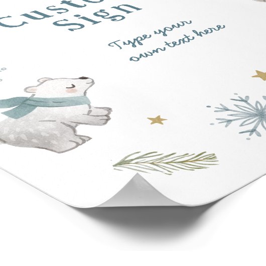 Winter Baby Animals Baby shower aangepaste tekst t Poster (Hoek)