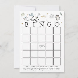 Winter Baby Animals Baby Shower Bingo Game Card Kaart
