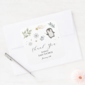 Winter Baby Animals Thank You Vierkante Sticker (Envelop)