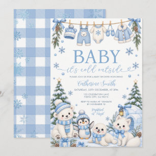 Winter Baby arctische dieren Baby Shower Waslijn Kaart