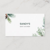 Winter baby baby shower dennen boeken aanvragen informatiekaartje (Achterkant)