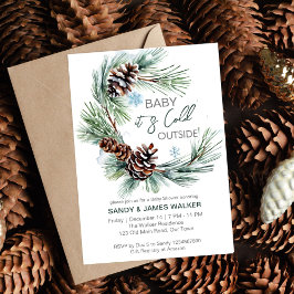 Winter baby baby shower dennenkrans sjabloon kaart