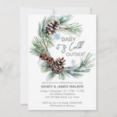 Winter baby baby shower dennenkrans sjabloon kaart (Voorkant)