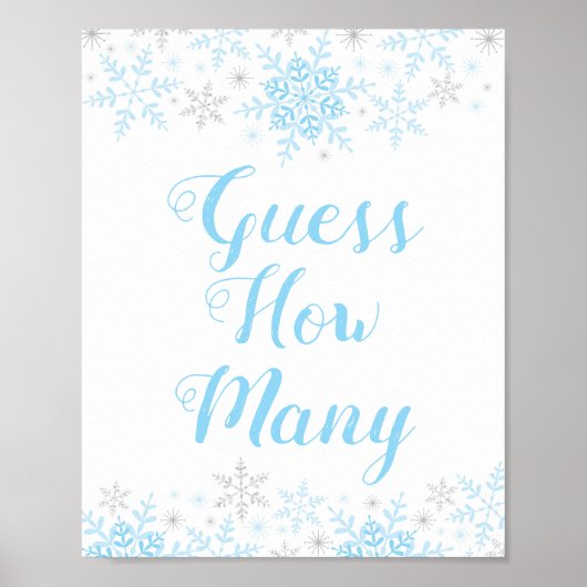 Winter Baby Boy Shower raad hoeveel spelbord Poster (Voorkant)