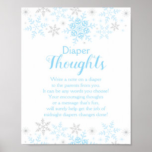 Winter Baby Boy Shower Snowflakes Poster