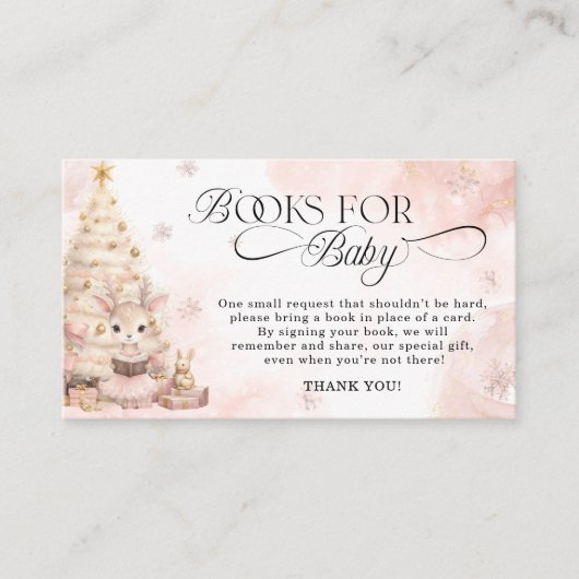 Winter Baby Deer Baby shower Boeken voor Baby Informatiekaartje (Voorkant)