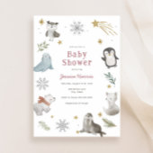 Winter Baby Dieren Baby Meisje Douche Uitnodiging