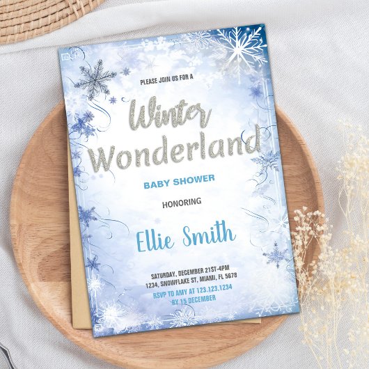 Winter Baby Douche uitnodigingen blauw