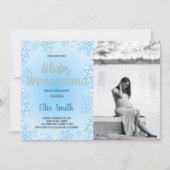 Winter Baby Douche Uitnodigingen Blauwe Sneeuw Fot (Voorkant)