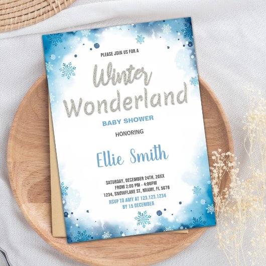 Winter Baby Douche Uitnodigingen Blue Cloud
