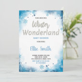 Winter Baby Douche Uitnodigingen Blue Cloud (Staand voorkant)