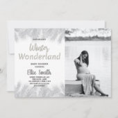 Winter Baby Douche Uitnodigingen Glitter Pine Foto (Voorkant)