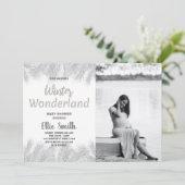 Winter Baby Douche Uitnodigingen Glitter Pine Foto (Staand voorkant)